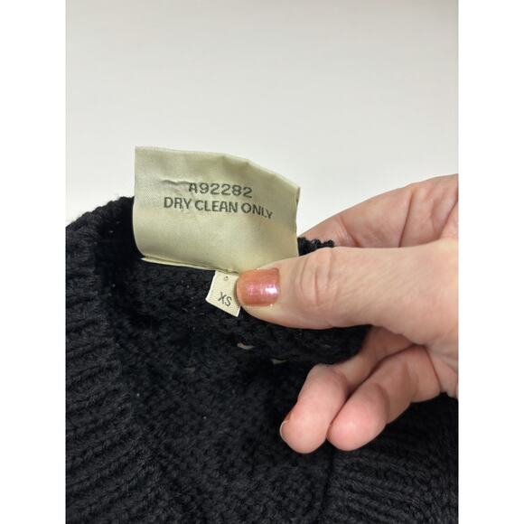 Kilronan Knitwear Cardigan Black XS Pure New Wool Short Sleeve Made in Ireland - Picture 9 of 12